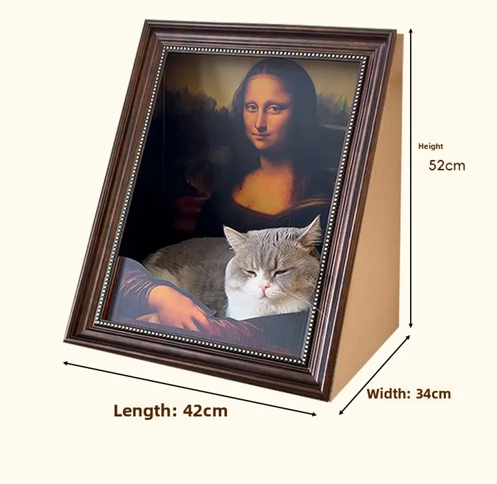 This 3D Mona Lisa Painting Cat Bed Will Turn Your Feline Friend Into a Masterpiece