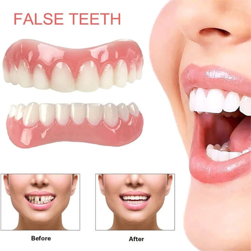 😁 Universal Fake Teeth – All-Age Use, For Eating/Whitening, Covers Gaps/Cavities! ✨