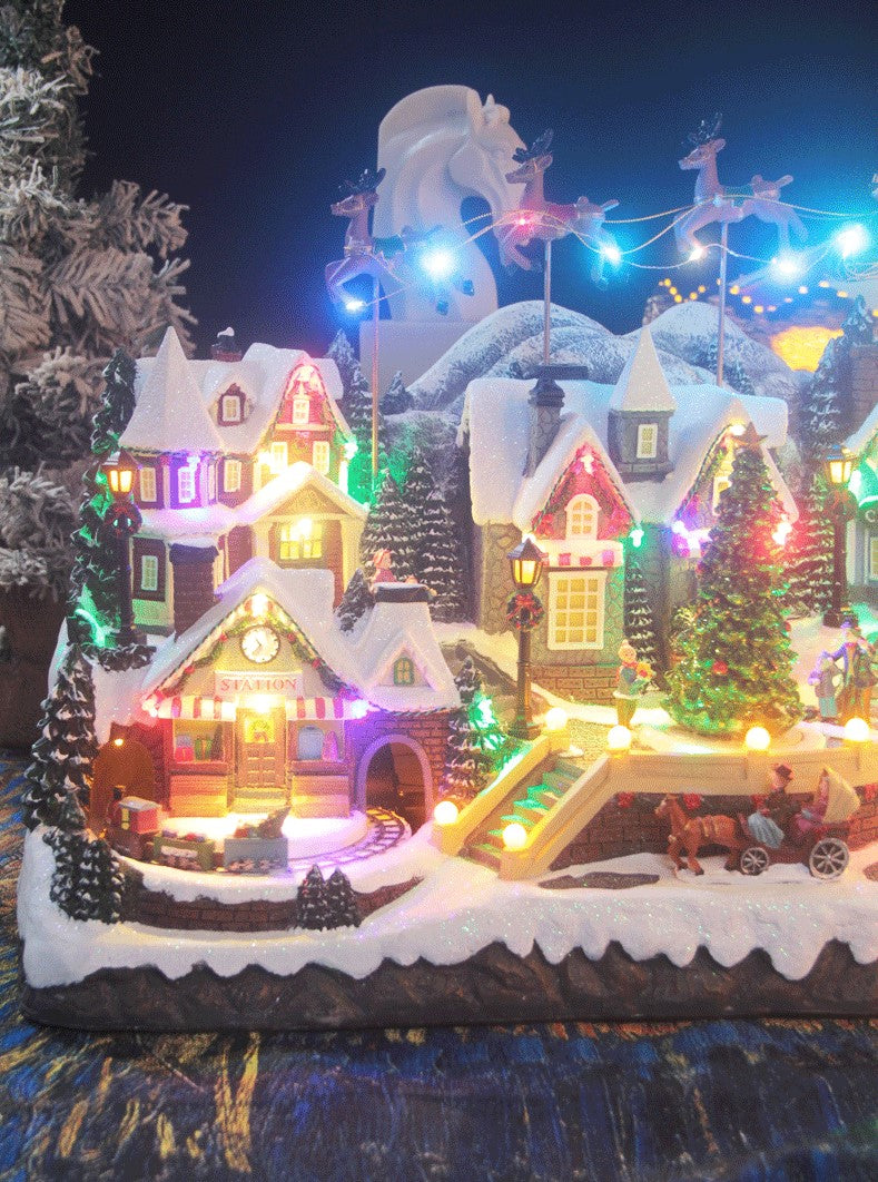 🎅Train Old Man Music Box Christmas Gift Elderly Decoration Mountain Lantern Collection