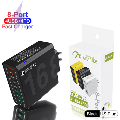 8-Port Fast Charging USB Hub 4 USB-CFallFreshness& 4 USB-A Portable Smart Charger
