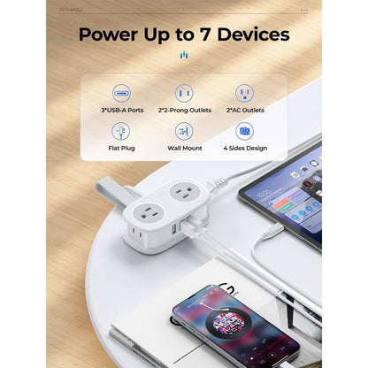 Travel Power Strip. ORICO 4 Outlets 3 USB Ports (1 USB C) with 4FT Wrapped Short Extension Cord Small Power Strip