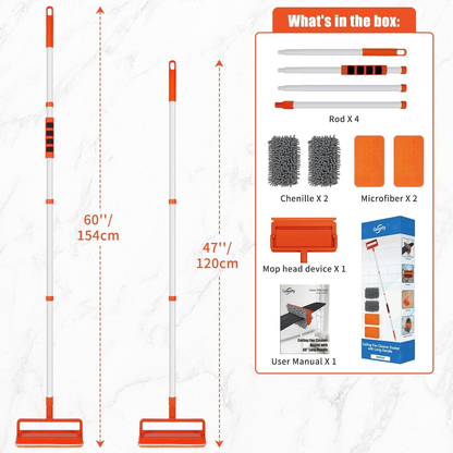 Ceiling fan cleaning and dust removal tool with a 62.5-inch extendable handle