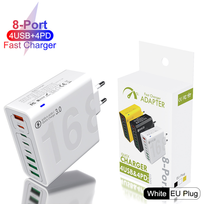 8-Port Fast Charging USB Hub 4 USB-CFallFreshness& 4 USB-A Portable Smart Charger