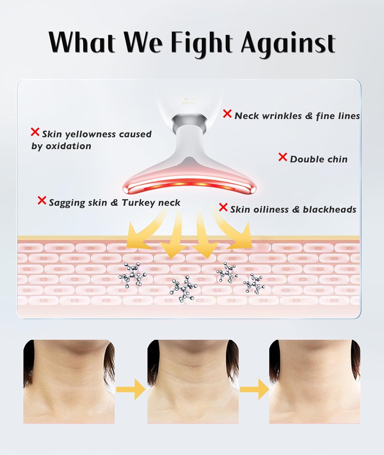 Red light therapy facial and neck massage stick, 7-color LED facial and neck massager