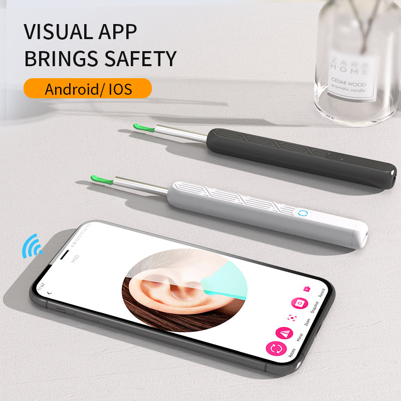 🔥Clean Earwax-Wi-Fi Visible Wax Removal Spoon, USB 1296P HD Load Otoscope