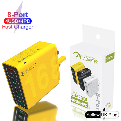 8-Port Fast Charging USB Hub 4 USB-CFallFreshness& 4 USB-A Portable Smart Charger