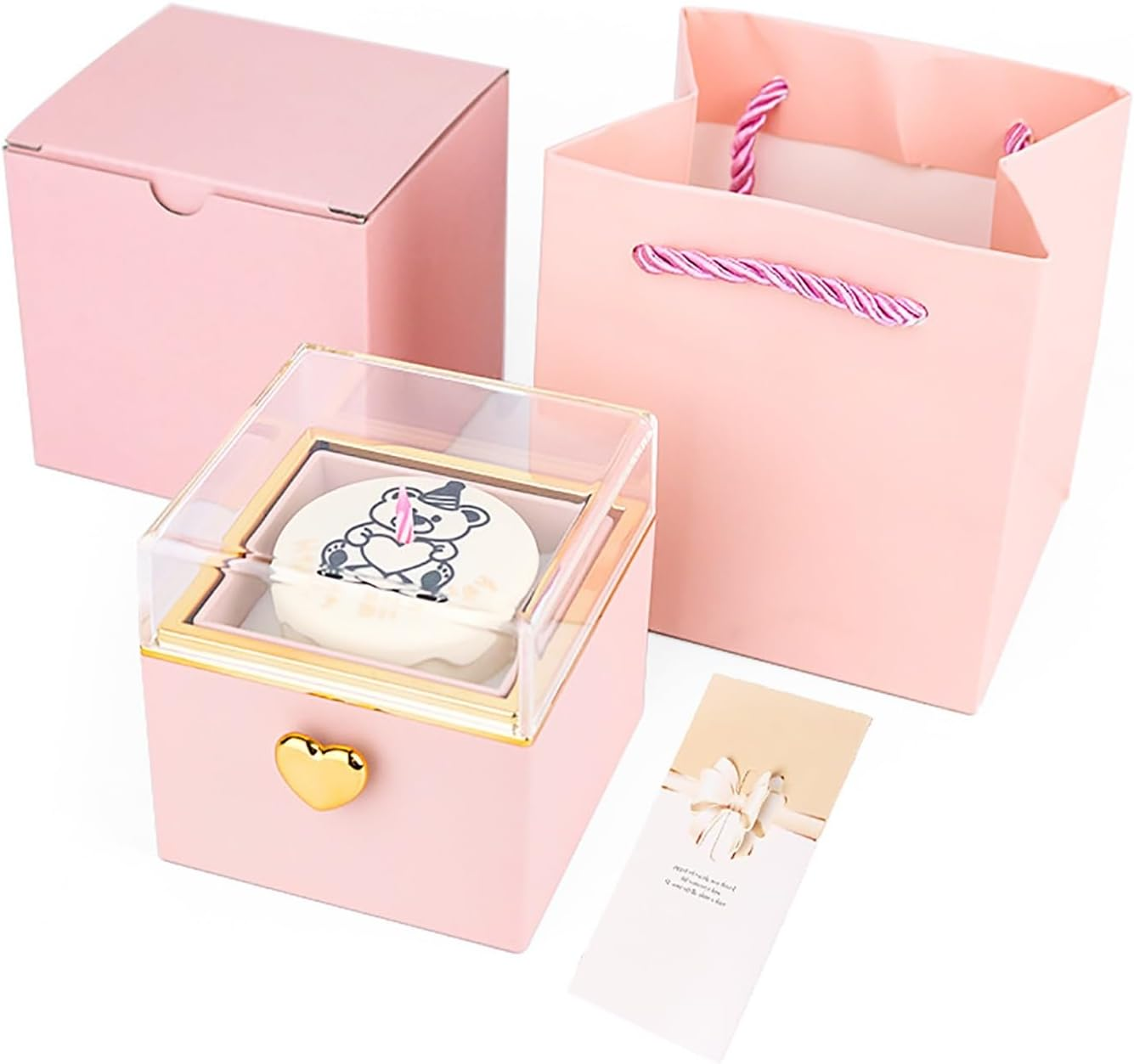 Bear Birthday Cake Flip Ring Box, Surprise Pop-up Gift Box