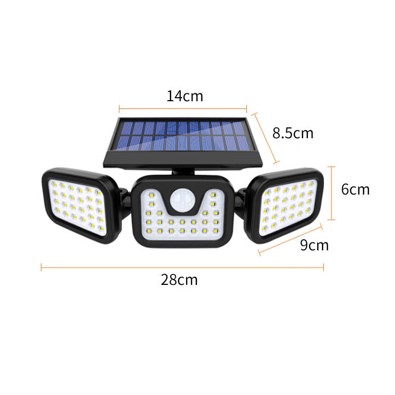 Outdoor Solar 210 LED Security Light with Remote Control, 270 Degree Wide Angle Floodlight Wall Light, 3 Modes