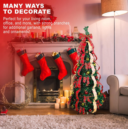 🔔Retractable Christmas tree green leaves 5 feet foldable🎄