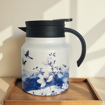 Vintage Floral Pattern Tea Thermos – Built-In Infuser