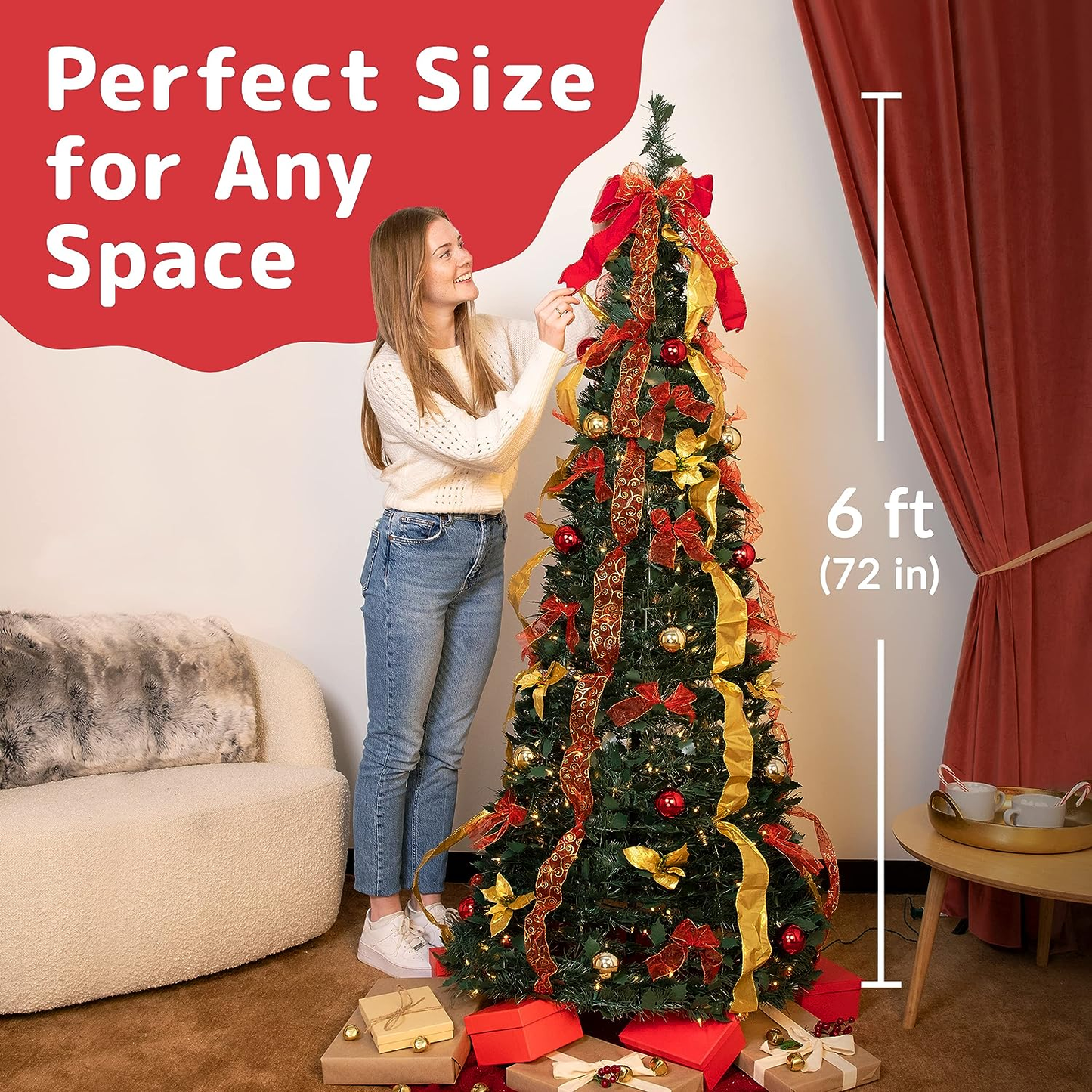 🔔Retractable Christmas tree green leaves 5 feet foldable🎄