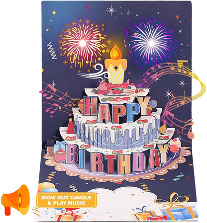 Birthday cards with music and lights, blow-out candles, pop-up birthday cards | Send special birthday cards to him