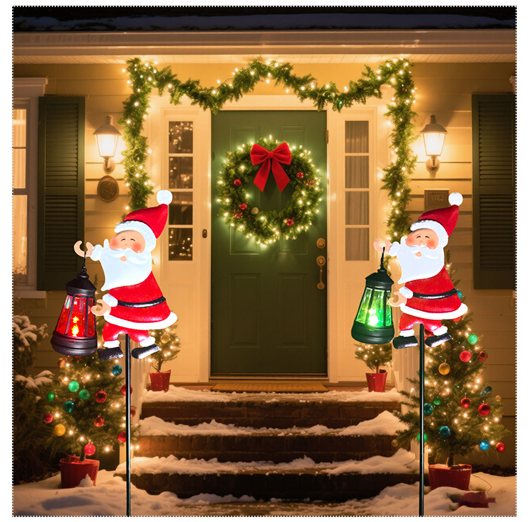 Solar Santa Watering Can Garden Light with Cascading LED Lights – Outdoor Waterproof Stake Light for Christmas & Holiday Decor