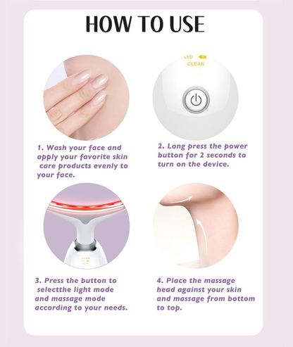 Red light therapy facial and neck massage stick, 7-color LED facial and neck massager