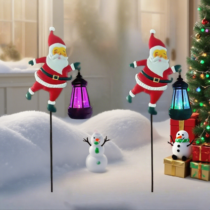 Solar Santa Watering Can Garden Light with Cascading LED Lights – Outdoor Waterproof Stake Light for Christmas & Holiday Decor