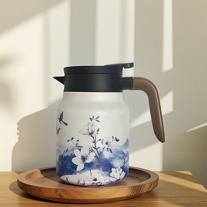 Vintage Floral Pattern Tea Thermos – Built-In Infuser