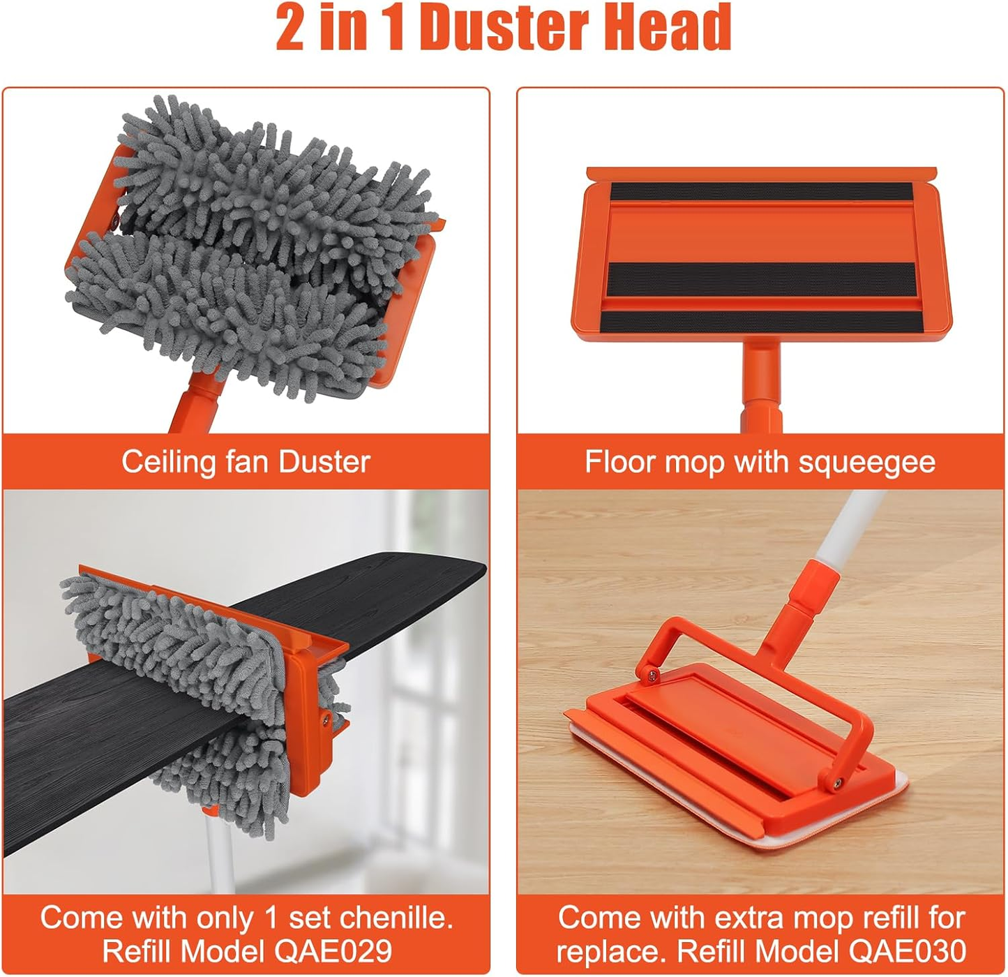 Ceiling fan cleaning and dust removal tool with a 62.5-inch extendable handle