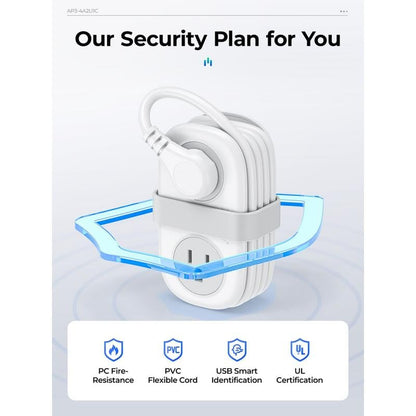 Travel Power Strip. ORICO 4 Outlets 3 USB Ports (1 USB C) with 4FT Wrapped Short Extension Cord Small Power Strip