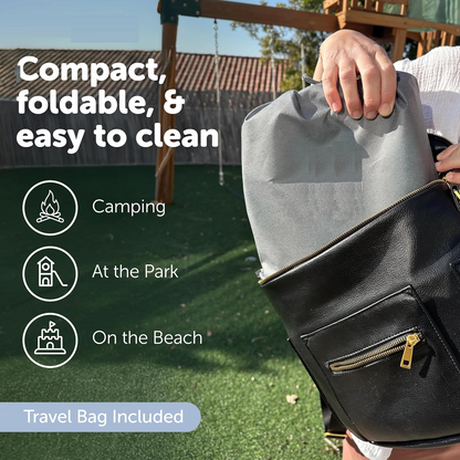 Portable toilet training chair with travel bag and 30 liners, foldable.