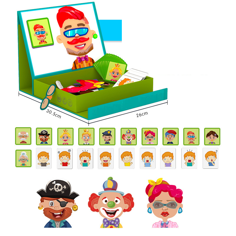 ✨HOT SALE 49% OFF💫Magnetic Puzzles Face Dress Up Travel Game Double Side Preschool Educational Learning Toy for Kids