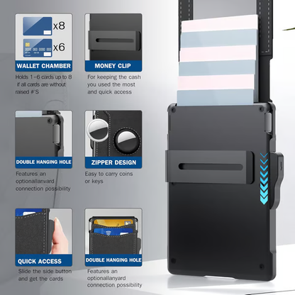 🔥Wallet for Men - with Pop Up Aluminum Case Money Clip Slim Leather Slots Credit Card Holder RFID Blocking Bifold Minimalist Wallet 8 Reviews