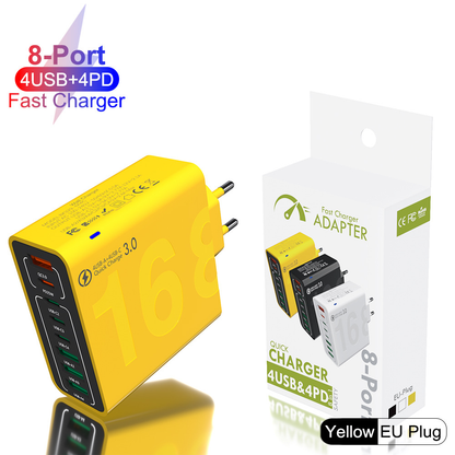 8-Port Fast Charging USB Hub 4 USB-CFallFreshness& 4 USB-A Portable Smart Charger