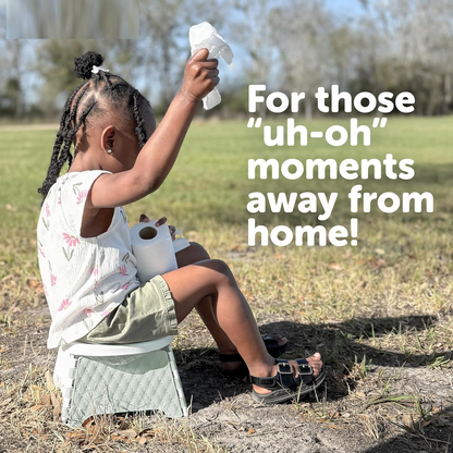 Portable toilet training chair with travel bag and 30 liners, foldable.