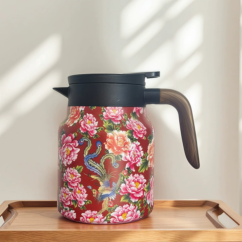 Vintage Floral Pattern Tea Thermos – Built-In Infuser