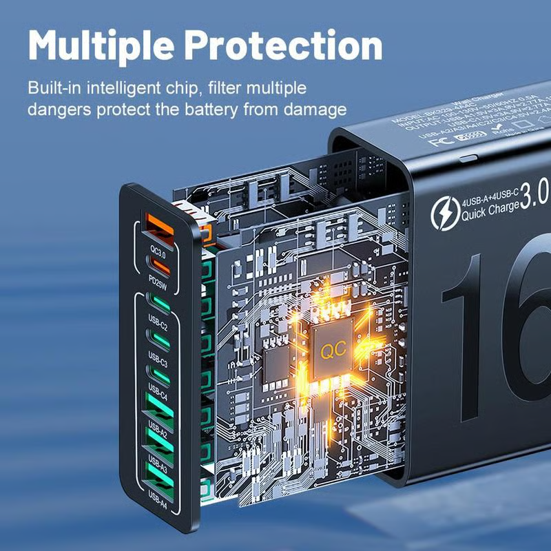 8-Port Fast Charging USB Hub 4 USB-CFallFreshness& 4 USB-A Portable Smart Charger