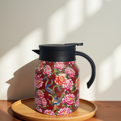 Vintage Floral Pattern Tea Thermos – Built-In Infuser