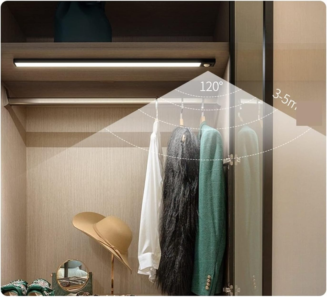 Ultra-thin intelligent human body sensing LED light long magnetic self-adhesive wardrobe light strip rechargeable wine cabinet cabinet light strip