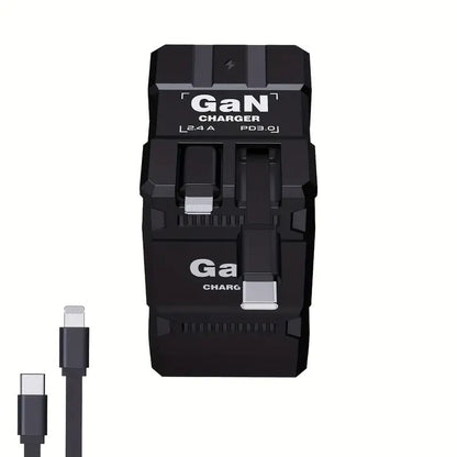 ⚡A+C Multi-Port 120W GaN Charger | Comes with a retractable cable for fast charging of all devices