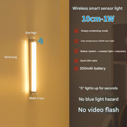 Ultra-thin intelligent human body sensing LED light long magnetic self-adhesive wardrobe light strip rechargeable wine cabinet cabinet light strip